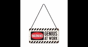 Nostalgic Art wandbord/muurplaatje - metaal - Warning genius at work - 20 x 10 cm - Mancave