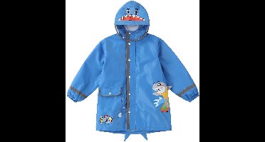 Oneay Kinder cartoon regenjas – Waterdichte regenponcho met ruimte voor een rugzak – Maat S (2-4 jaar) – Blauw