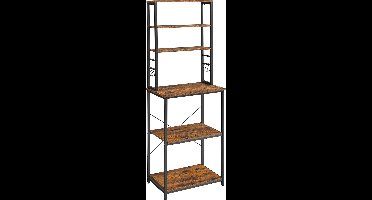 Hoppa! Keukenplank - Zwart, Retrokleur - Spaanplaat, Staal - 60 x 40 x 167 cm (B x D x H)