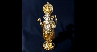 Ganesha beeld goud 30cm. - Staande Ganesha met 4 armen - God van voorspoed