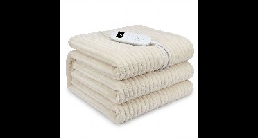 Elektrische Deken 160x120 cm - 9 Warmtestanden - Instelbare Timer - Fleece Warmtedeken Elektrisch - Electrische Deken 1 Persoons - Bovendeken - Creme - Silvergear