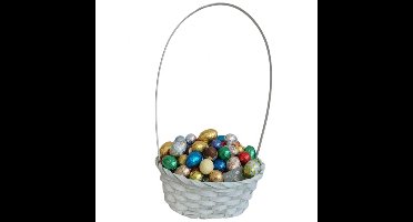 Kaemingk Rieten mandje met hengsel - mintgroen - D20 x H38 cm - paasmandje