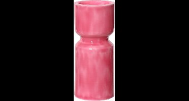 Decoris kandelaar ijzer deco 10.5x25.5cm roze