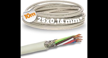 10 meter Lapp 0034325 LiYCY afgeschermde stuurkabel 25x0,14 mm² | PVC-datakabel grijs | LED-aansluitkabel | 25-aderige stuurkabel voor schakelkasten | Soldeerkabel