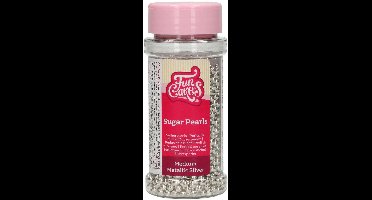 FunCakes Suikerparels - Medium - Metallic Zilver 80g - Smaakstof voor Taarten - Eetbare Taartdecoratie