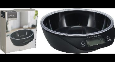 Digitale keukenweegschaal zwart met mengkom 400ml - nauwkeurige weegschaal.