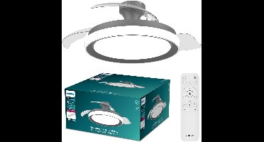 Philips Bliss Plafondventilator met ingebouwde LED-lamp - 3 Intrekbare bladen, diameter: 106cm - 4500 Lumen - Instelbaar wit licht van 2700K tot 6500K - Dimbaar tot 5% - Afstandsbediening - Zwart