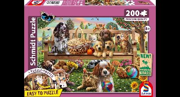 Schmidt - Legpuzzel - Tuinpicknick met Hond en Kat - 200 stukjes - Kinderen - vanaf 8 jaar