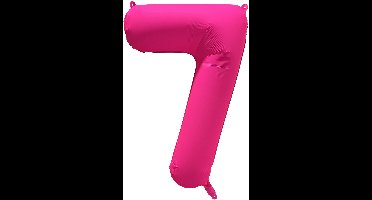 Folieballon cijfer 7 - Neon Roze - 86 cm