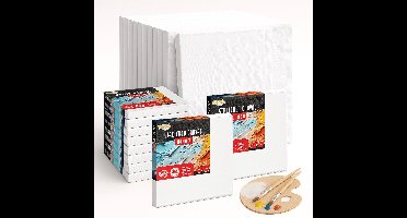 Schildersdoeken Formaat 30x30 cm - 12 stuks - Canvasdoeken en Canvaspanelen - 100% katoen - Voor Acrylverf, Olieverf en Schildertechnieken - Joya Creative