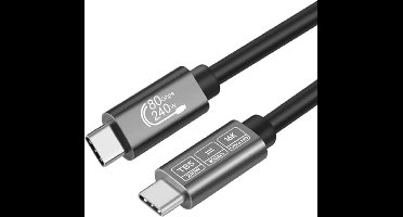 Thunderbolt 5 Kabel 1m - 240W Oplaadkabel met 80Gbps Gegevensoverdracht voor Laptops en Monitoren
