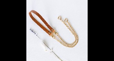 Telefoonkoord - cognac - goud