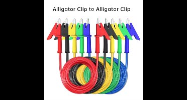 Alligator Clip naar Alligator Clip Testkabels – Set van 5 Kleuren – 1 meter