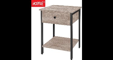 Hoppa! - Vintage nachtkastje/bijzettafel – Greige metaal - 41 x 41 x 56 cm (B x D x H)