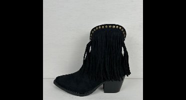 Laag cowboylaarsje met franjes en studs zwart Zwart / 37