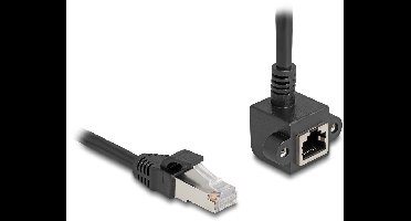 FTP CAT6 netwerk verlengkabel | haakse inbouwconnector | PVC | zwart | 3 meter