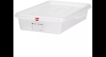 HENDI GN-container 2/3 polypropyleen - luchtdicht en lekvrij, met deksel, stapelbaar - 354x325x100 mm - transparant - 9 liter - voor voedselopslag