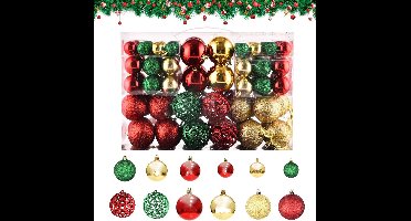 Boraboi® Set van 100 onbreekbare kerstballen in rood en goud voor feestelijke decoratie