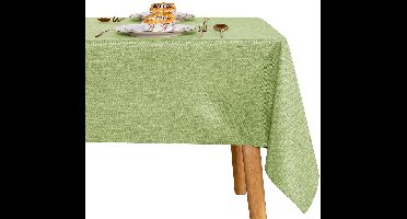 Groen tafelkleed - linnenlook - 1 stuk - 110 x 140 cm - polyester