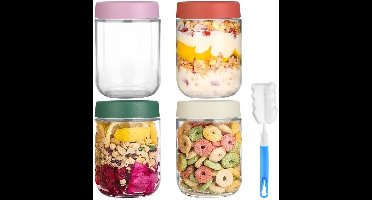 ApexArte® Overnight Oats Potjes - Mason Jar - Meusli Beker met Deksel