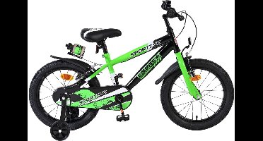 Volare Sportivo Kinderfiets - Jongens - 16 inch - Groen Zwart - Twee Handremmen