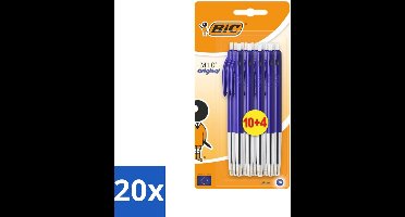 20 x BIC - M10 Original - Balpennen met Kliksysteem - Blauw - 1 mm Punt - 14 Pennen - Balpen - Schrijfset - Balpen Set - Kliksysteem - Correctie