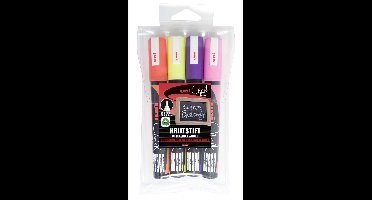Uni-Ball krijtmarkers (kalk) etui 4 stuks assorti NEON