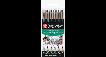 Brushpen sakura pigma brush set 6 stuks zwart | 6 stuks
