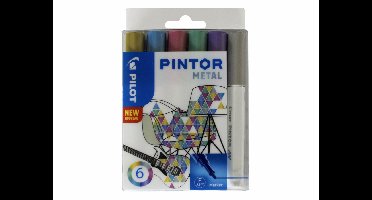 Pilot Pintor Metallic Verfstiften Set - Metal Set - Fijne marker met 2,9mm punt - Inkt op waterbasis - Dekt op elk oppervlak, zelfs de donkerste - Teken, kleur, versier, markeer, schrijf, kalligrafeer…