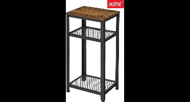 Hoppa! Vintage bijzettafel - Metaal - Bruin/Zwart - 40 x 30 x 75 cm (B x D x H)