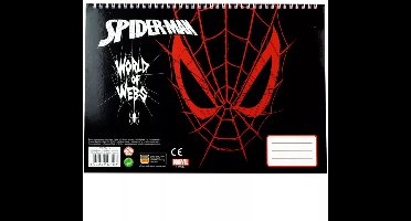 Spiderman schetsboek, Teken blok spiderman, Spiderman, Schetsblok, Spiderman A/4 spiraalvormig schetsboek met 40 vellen en stickers