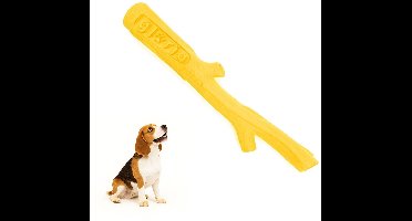 Gloria Play and run - Honden speelgoed - Apporteerspeelgoed - Superflexi schuimrubberen houten stok - Geel - Maat M - 27.5cm