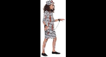 Smiffys - Zombie Convict Girl Kinder Kostuum - Kids tm 9 jaar - Zwart/Wit