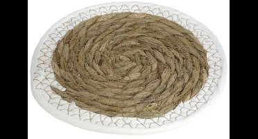 Gerimport Pannen onderzetters - van zeegras - 4x stuks - rond - 20 en 24 cm - Keuken artikelen