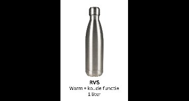 Gusta XXL Supergrote Drinkfles 1 Liter 1000ML! - RVS Isoleerfles - BPA Vrij - Dubbele wand - 12 Uren Warm - 24 Uren Koud - Thermosfles