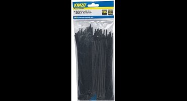 Kinzo Kabelbinders 4.8x200mm zwart 100 stuks