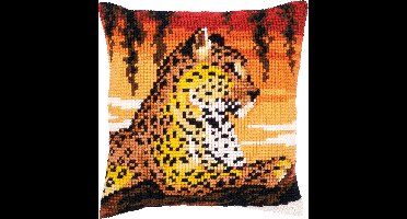 Vervaco - Kruissteekkussen kit - Luipaard in avondlicht - PN-0162253 - Borduren - Borduurpakket - Borduurpakket volwassenen - Borduurpakket kind