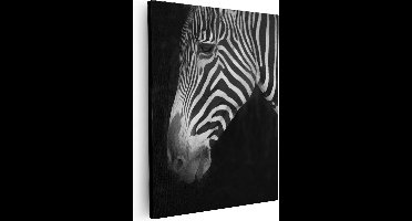 Artaza - Canvas Schilderij - Zebra Kop Vanaf De Zijkant - Zwart Wit - 80x100 - Groot - Foto Op Canvas - Canvas Print