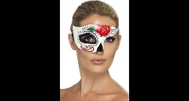 Smiffys Oogmasker Day of the dead - Set van 2x stuks - half masker - volwassenen - Dia de los muertos sugarskull Halloween