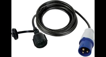 Perel Verloopkabel, H07RN-F 3G1.5, 3 m, 16 A/230 V, 3680 W, type F naar CEE, voor binnen en buiten, rubber, blauw