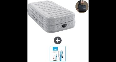 Intex Luchtbed - 1-Persoons - 99 x 191 x 51 cm - Grijs - Inclusief pomp - Reparatieset