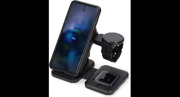 Nedis 3-in-1 Draadloze Oplader - Draadloos Oplaadstation 15W - Geschikt voor Smartwatch / Smartphones / Oortjes