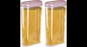 Plasticforte Voedselcontainer strooibus - 2x - lichtroze - 2350 ml - kunststof - voorraadpotten