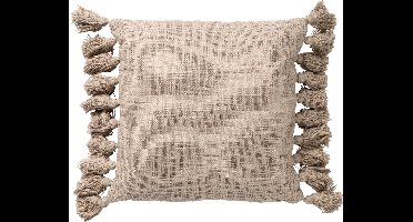 Dutch Decor RUBY - Kussenhoes 45x45 cm - 100% katoen - met flosjes - Pumice Stone - beige - met rits - zonder binnenkussen