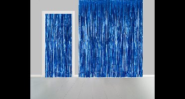 2x Deurgordijn Blauw 1 x 2,4 meter Vlamvertragend - Feest Thema Party