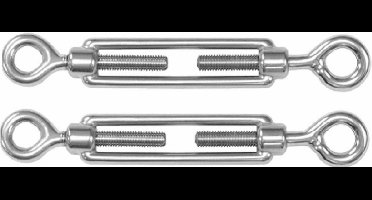 Dulimex Spanschroeven/draadspanner met oog/oog - 2x - 6cm - verzinkt zamak - 60kg - M6 schroefdraad