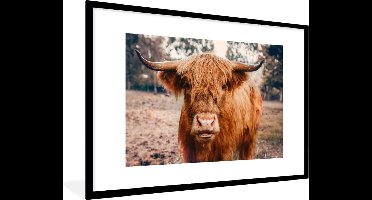 PosterMonkey - Fotolijst - Schotse hooglander - Dieren - Koe - Poster - Poster met kader - Foto in lijst - 90x60 cm - Poster dieren - Poster Schotse hooglander - Wanddecoratie - Posterlijst