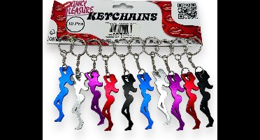 Flesopener Sleutelhanger Display – Sexy Vrouwen Lichaam 10 Stuks (2x5 Kleuren)