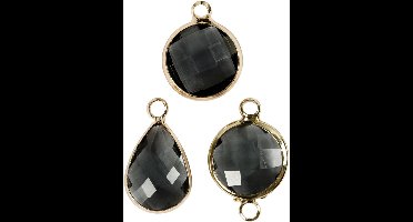 Creativ Company Sieradenhanger Cabochon Facetglas 15-20 mm Grijs 6 stuks