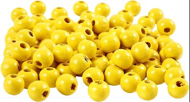 CC Houten Kralen 8 mm Geel 100 stuks